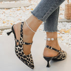 Damen Slingback-Pumps mit animalischem Muster und elegantem Absatz R&B