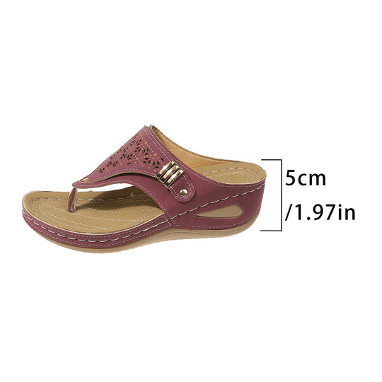 Damen Zehentrenner-Sandalen mit luftiger Schnürung und modischem Dekor R&B