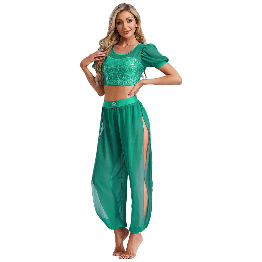Damen Crop-Top und transparente Hose Set R&B