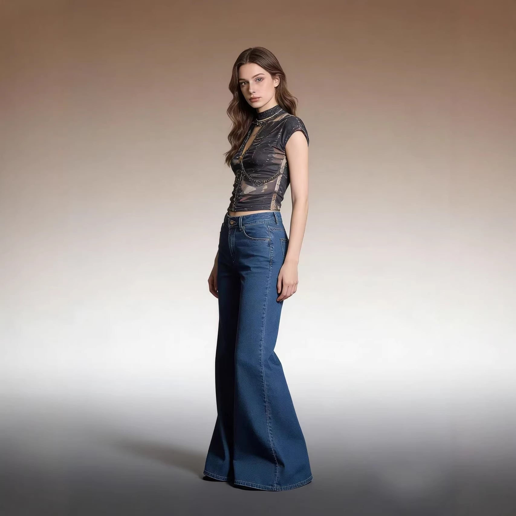 Damen Weite Denim-Jeans mit elegantem Schnitt