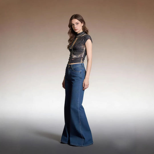 Damen Weite Denim-Jeans mit elegantem Schnitt
