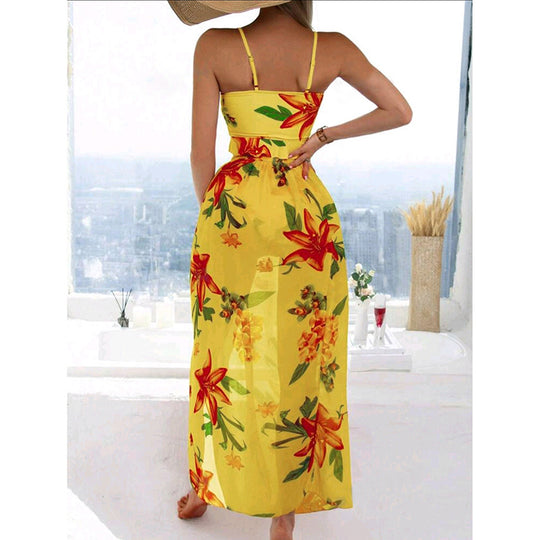 Damen Bikini-Set mit floralem Oberteil und lässigem Maxi-Rock R&B
