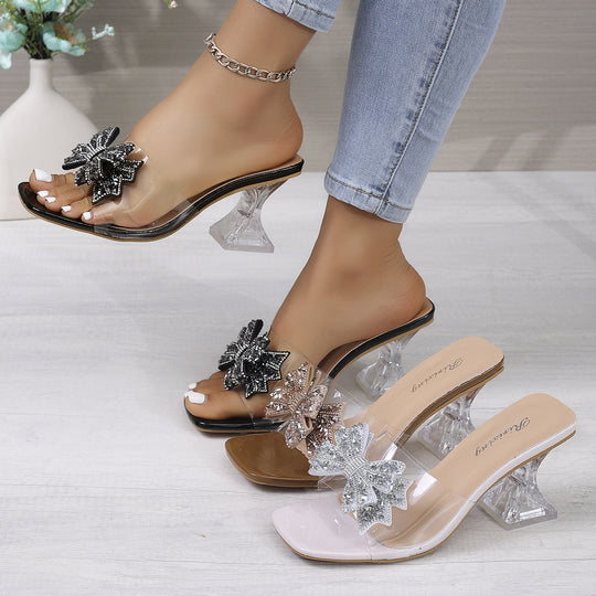 Damen elegante Sling-Sandalen mit glitzerndem Schleifen-Design R&B
