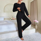 Damen Gemütlicher zweiteiliger Pyjama mit kontrastierenden Rüschen R&B