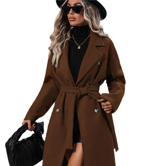 Damen Doppelreiher Wollmantel R&B