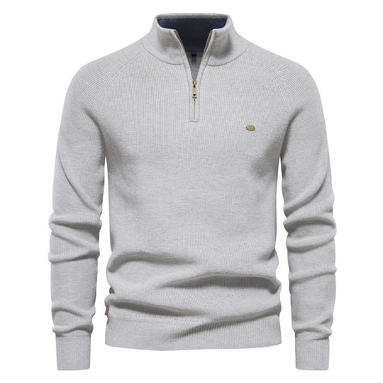 Herren Strickpullover mit halbem Reißverschluss und sportlichen Details R&B