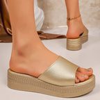 Damen Elegante Plateau-Pantoletten R&B