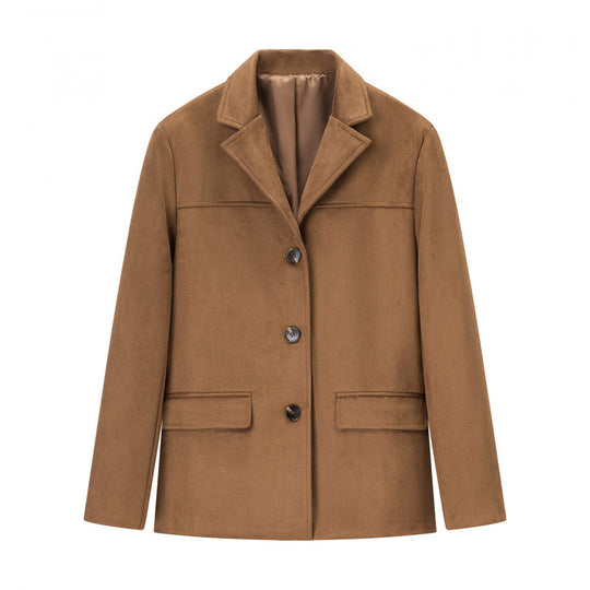 Damen klassische Blazerjacke aus weichem Material mit aufgesetzten Taschen R&B
