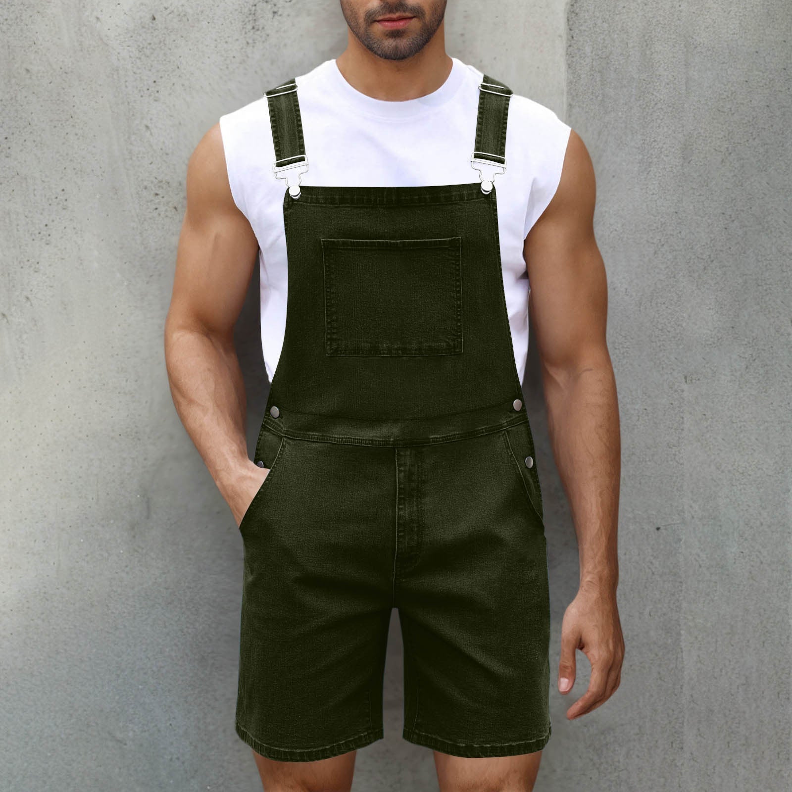 Herren Lässige Denim-Latzhose R&B