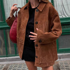 Damen Suede-Jacke mit modernem Schnitt und praktischen Taschen R&B