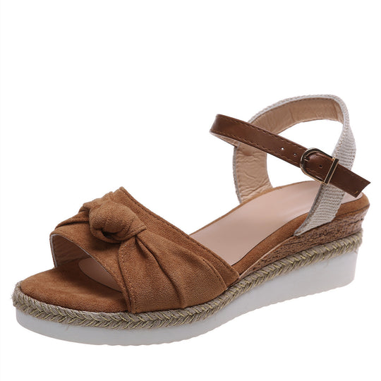 Damen Wedge-Sandalen mit modischem Knoten-Detail R&B