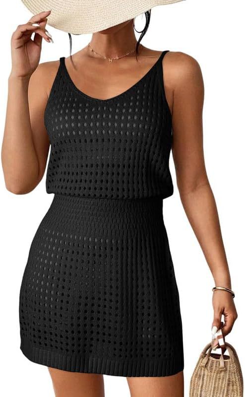 Damen luftiges Häkelkleid im Layering-Stil R&B
