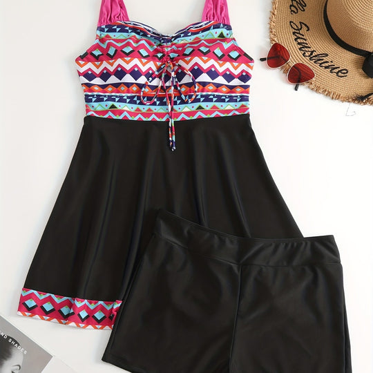 Damen Sportliches Badeanzug-Set mit modischem Oberteil und Shorts R&B