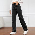 Damen Weite High-Waist Jeans im klassischen Stil mit betontem Bein R&B