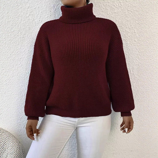 Damen Gemütlicher chunky Pullover mit Rollkragen und strukturiertem Strick R&B