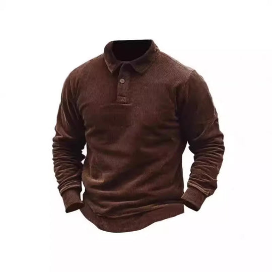Herren Cord-Polohemd mit Knopfleiste und klassischem Kragen R&B