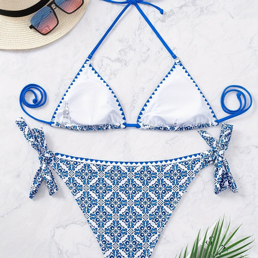 Damen Triangel-Bikini mit verspieltem Knoten-Design R&B