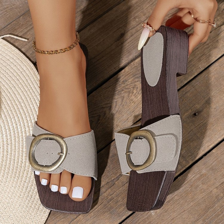 Damen Komfortable und elegante Mules mit detailliertem Riemendesign R&B