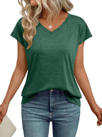 Damen V-Ausschnitt T-Shirt mit lockerer Passform und weichem Material