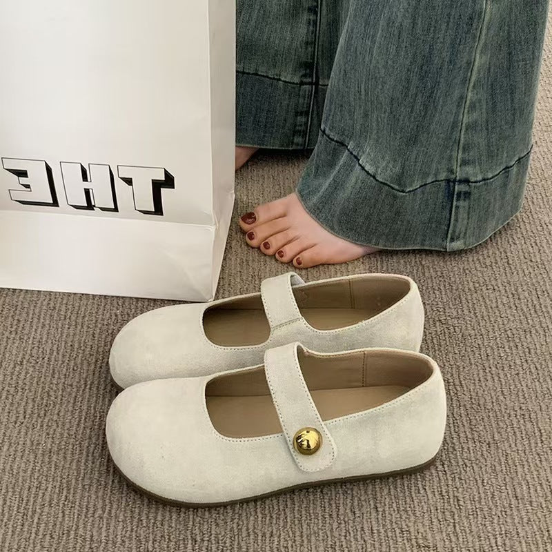 Damen Komfortable Ballerinas mit elegantem Knopfdetail