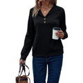 Damen Langarm-Pullover mit klassischem Kragen und modischen Knopfdetails R&B