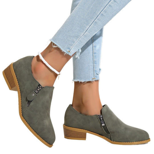 Damen Biker-Stiefeletten mit modischem Reißverschluss und bequemer Sohle R&B