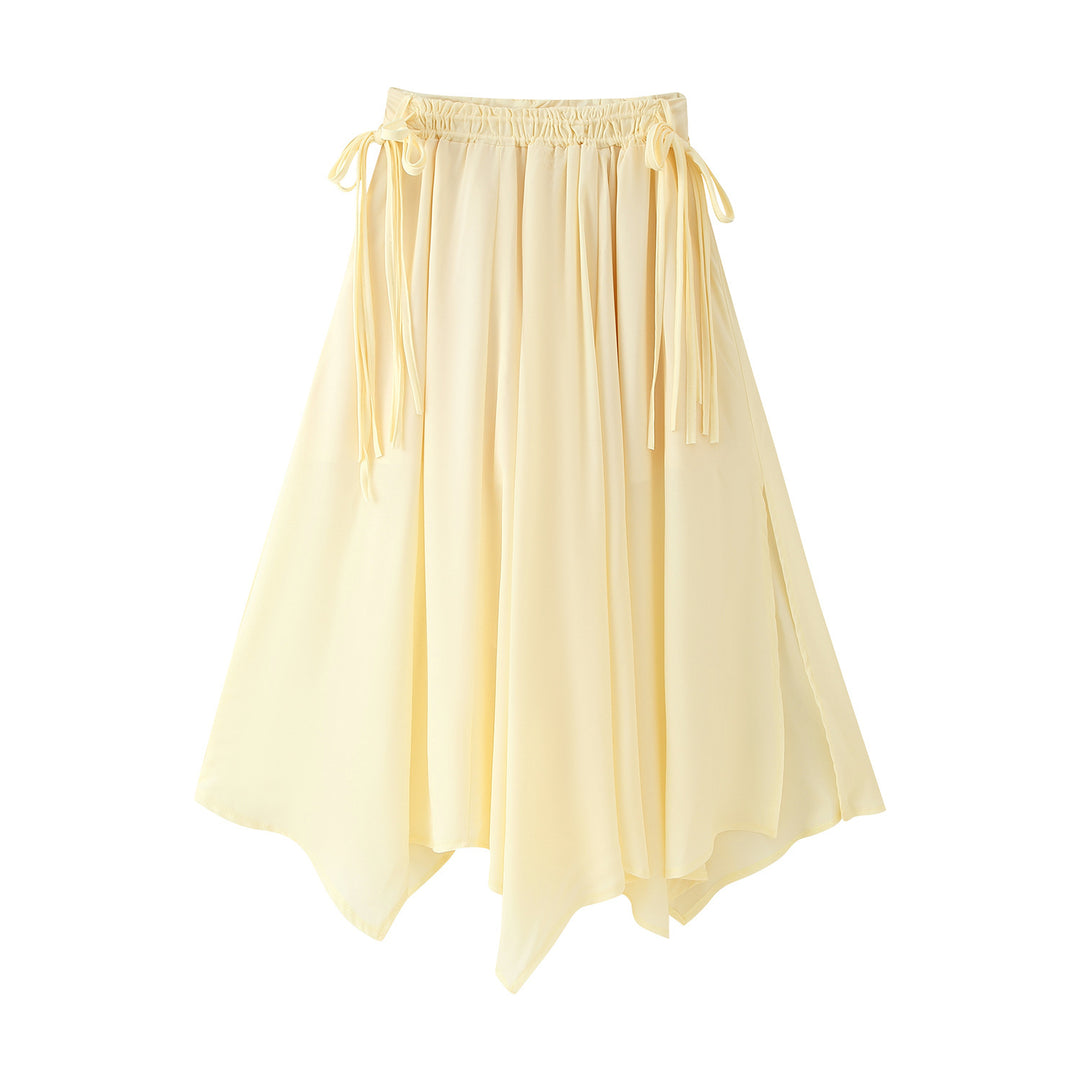 Damen plissierter Midi-Rock mit verstellbarem Bindeband R&B