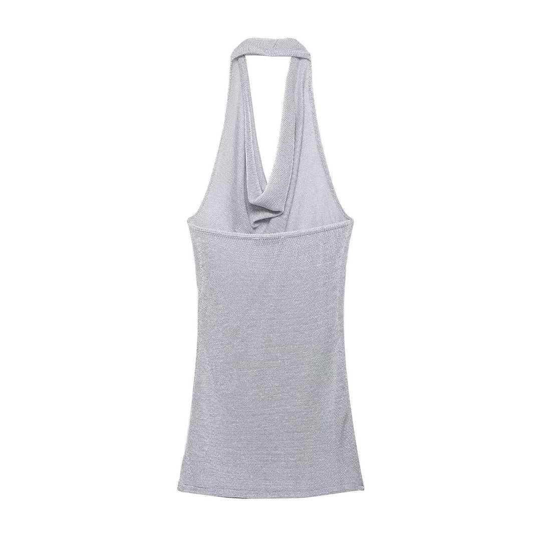 Damen Haltertop mit elegantem Wasserfallausschnitt und figurumspielendem Schnitt R&B