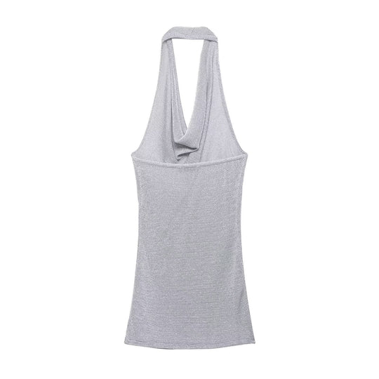 Damen Haltertop mit elegantem Wasserfallausschnitt und figurumspielendem Schnitt R&B