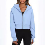 Damen cropped Kapuzenjacke mit durchgehendem Reißverschluss R&B