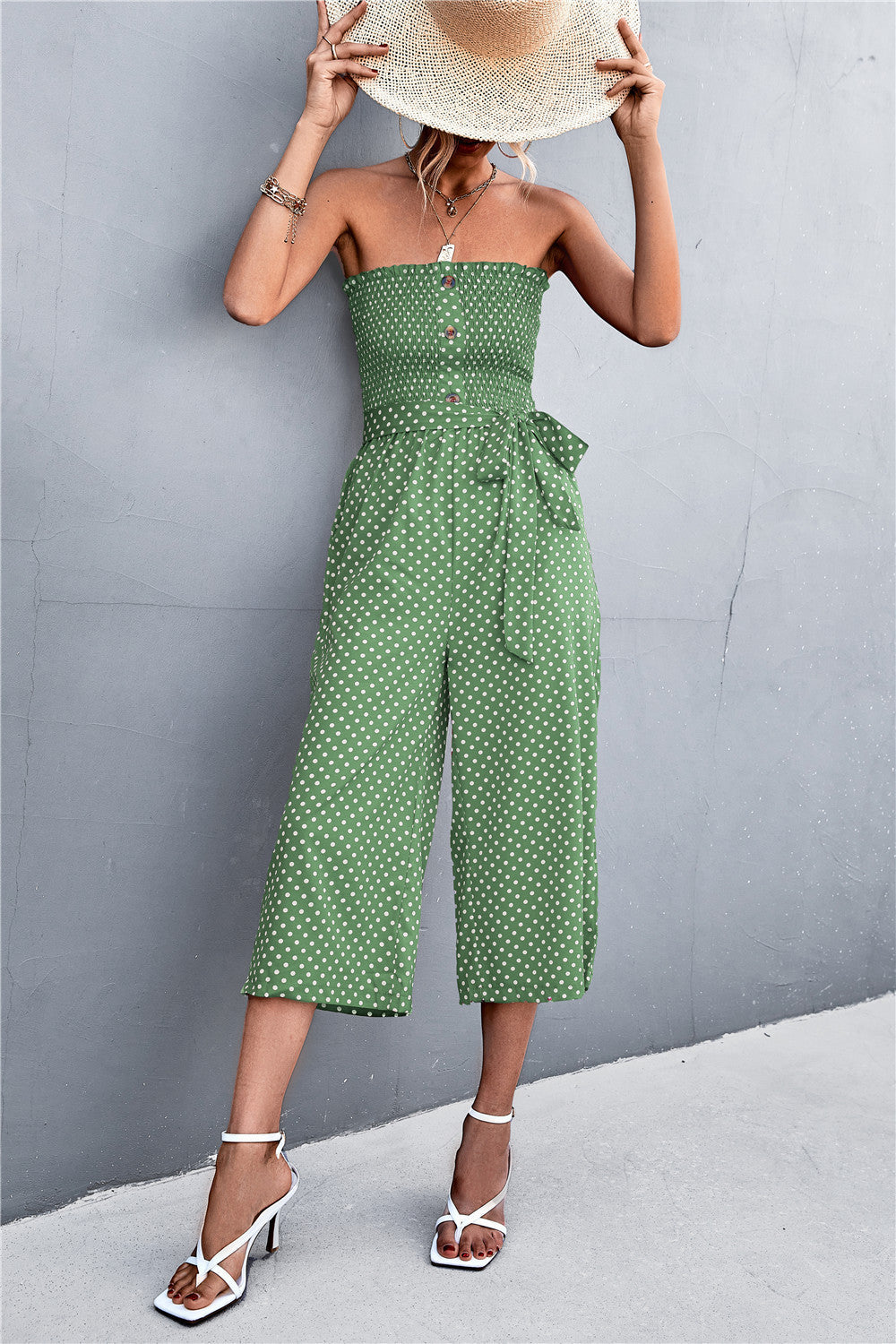 Damen Bandeau Jumpsuit mit lockerer Passform und Taschen R&B