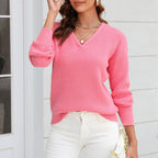R&B | Pullover - Damen Frühling Leicht V-Ausschnitt Strickpullover