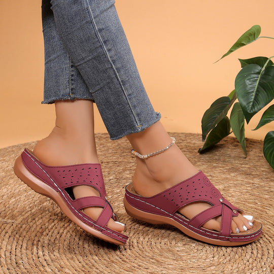 Damen Komfortable und elegante Zehentrenner-Sandalen mit modischer Perforation R&B