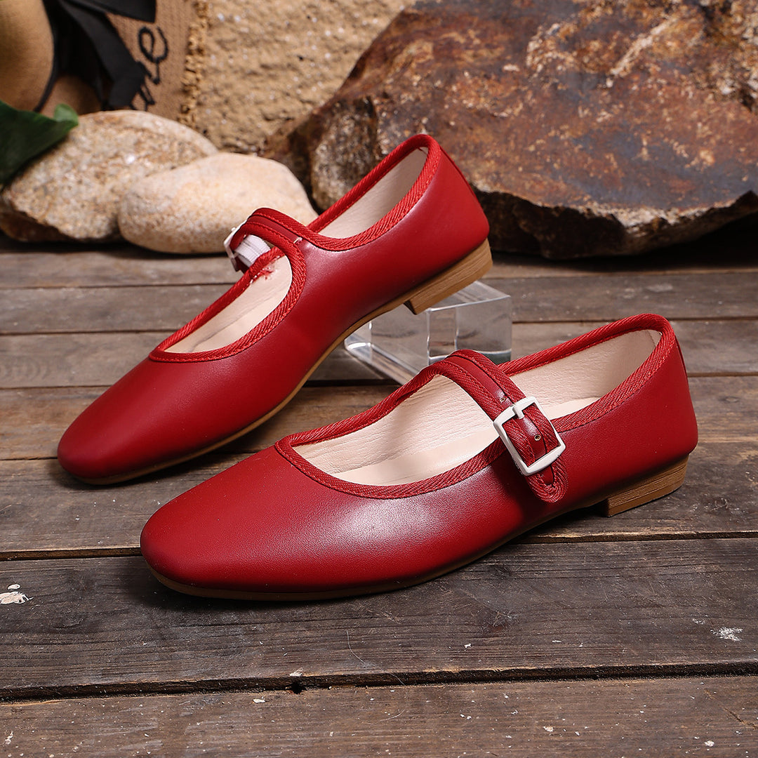Damen Ballerinas mit praktischem Schnallenverschluss und bequemer Sohle R&B