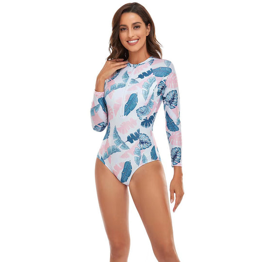 Damen Sportlicher Kurzarm Badeanzug mit trendigem Floral-Muster R&B