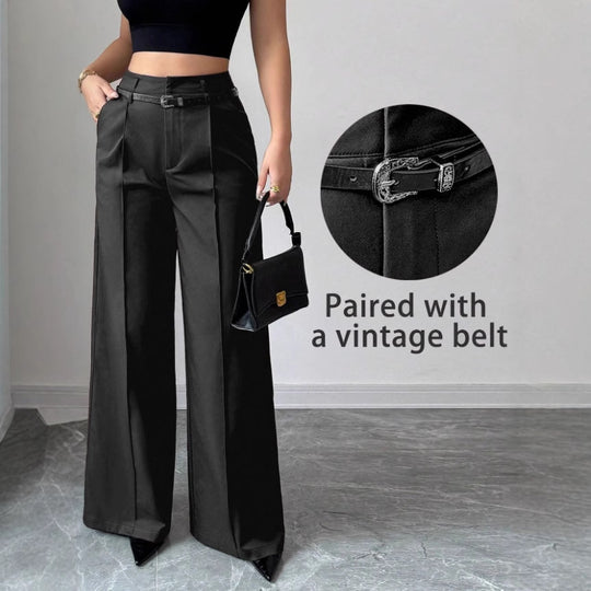 Damen elegante weite Hose mit Bindegürtel R&B