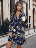Damen Kurzarm-Kleid mit einzigartigem Tiermuster R&B