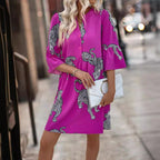 Damen Kurzarm Kleid mit lR&Bhaftem Leopardenmuster R&B