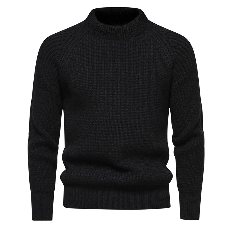 Herren kuscheliger Strickpullover mit hohem Kragen und Raglanmuster
