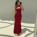 Damen Elegantes Maxikleid mit quadratischem Ausschnitt und figurbetonter Silhouette R&B