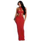 Damen Figurschmeichelndes Maxi-Kleid mit tiefem Ausschnitt und Raffungen R&B