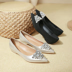 Damen elegante Ballerinas mit funkelndem Schmuckelement
