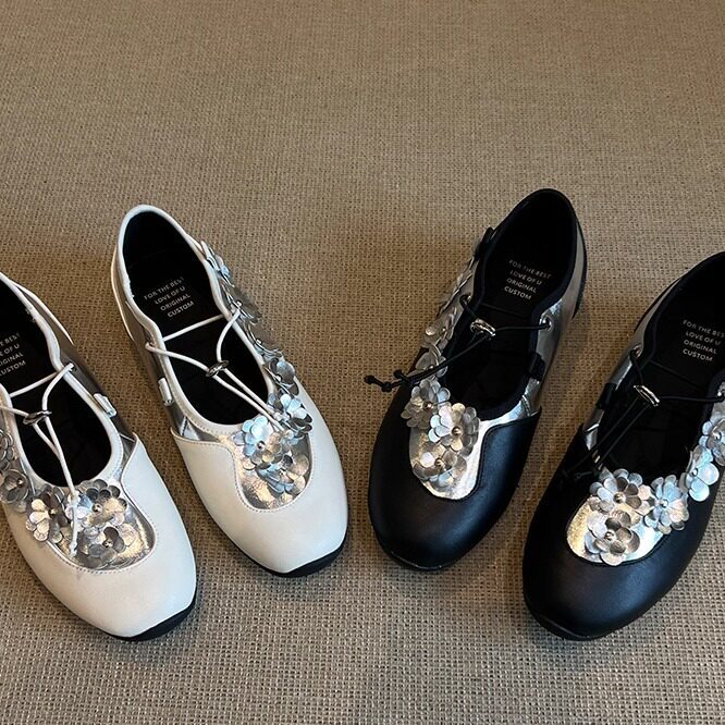 Damen modische Ballerinas mit floralem Akzent R&B