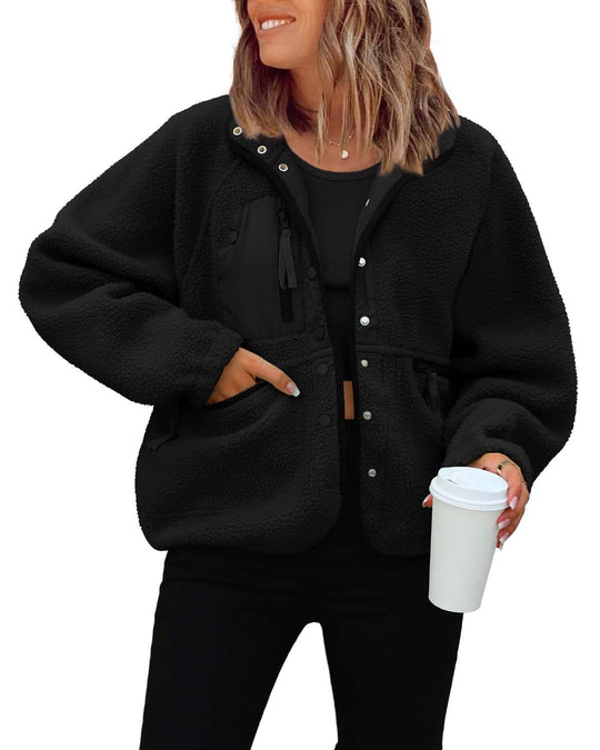Damen kuschelige Fleecejacke mit praktischen Taschen R&B