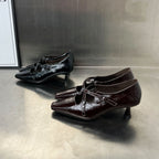 Damen elegante Ballerina Schuhe mit verstellbarem Riemen und glänzendem Obermaterial R&B