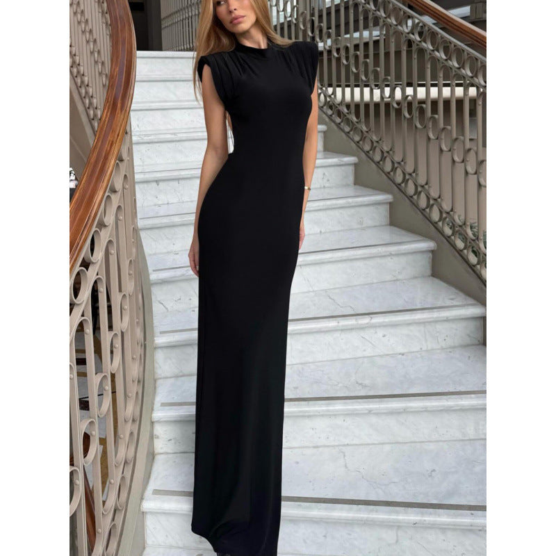 Damen Elegantes Maxikleid mit Schulterpolster und tailliertem Schnitt R&B