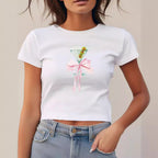 Damen Cropped T-Shirt mit trendy Cocktail-Design R&B