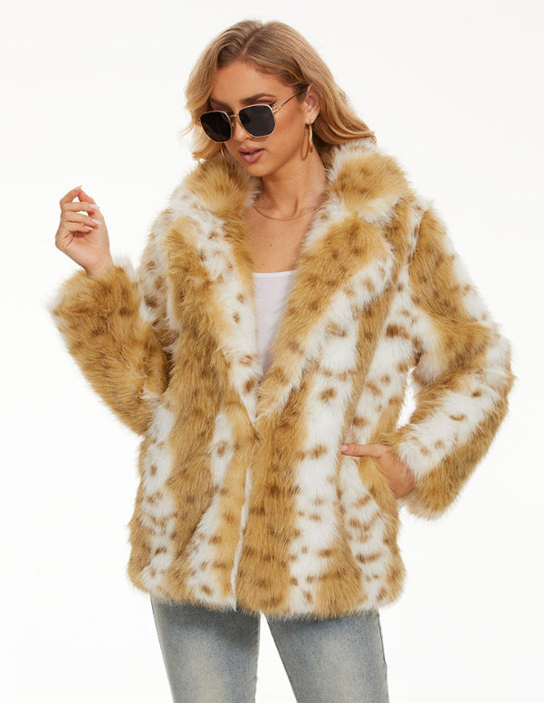 Damen Fuzzy Oversized Jacke R&B