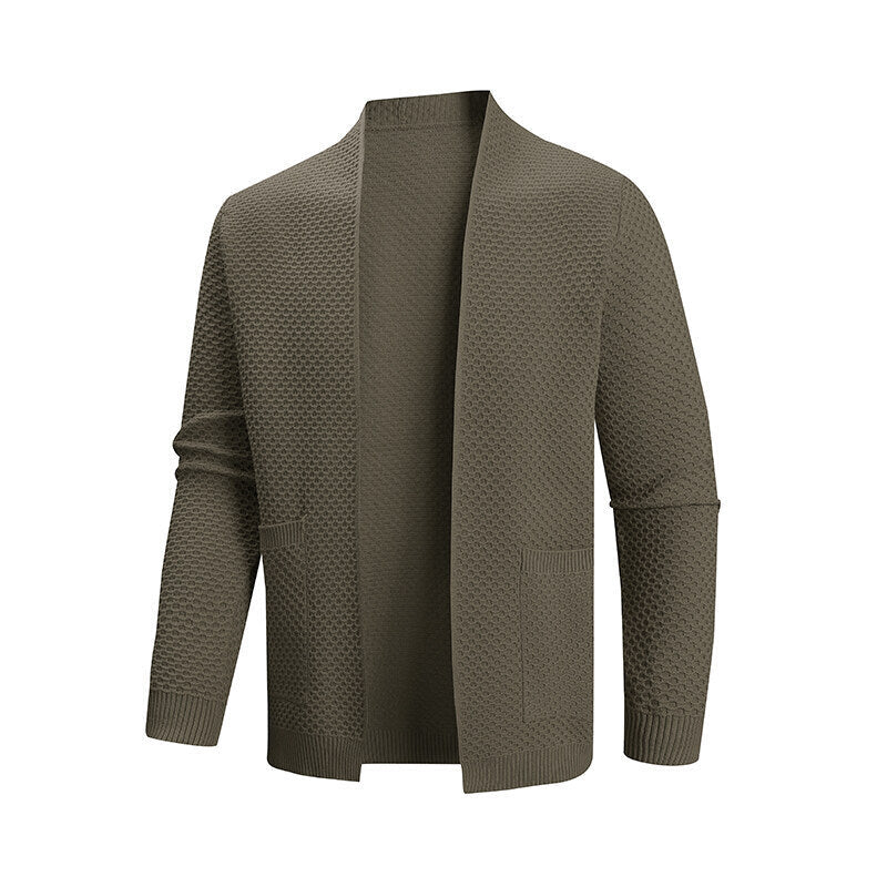 Herren Strickjacke mit offenem Kragen R&B