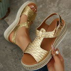 Damen Trendige Plateau-Sandalen mit dekorativem Riemendesign R&B